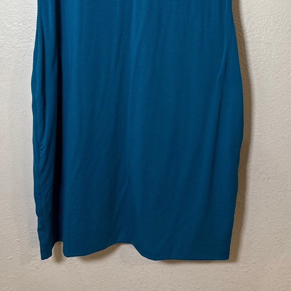 AYM Women Shift Dress 3XL Teal Blue Sleeveless Bamboo Cotton Sustainable Minimal - Picture 4 of 11